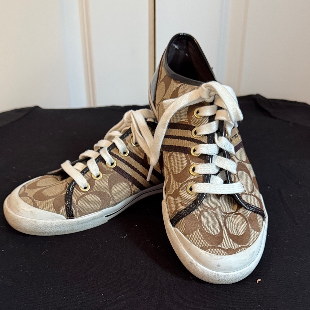 Coach Brown and Tan Patterned Sneakers